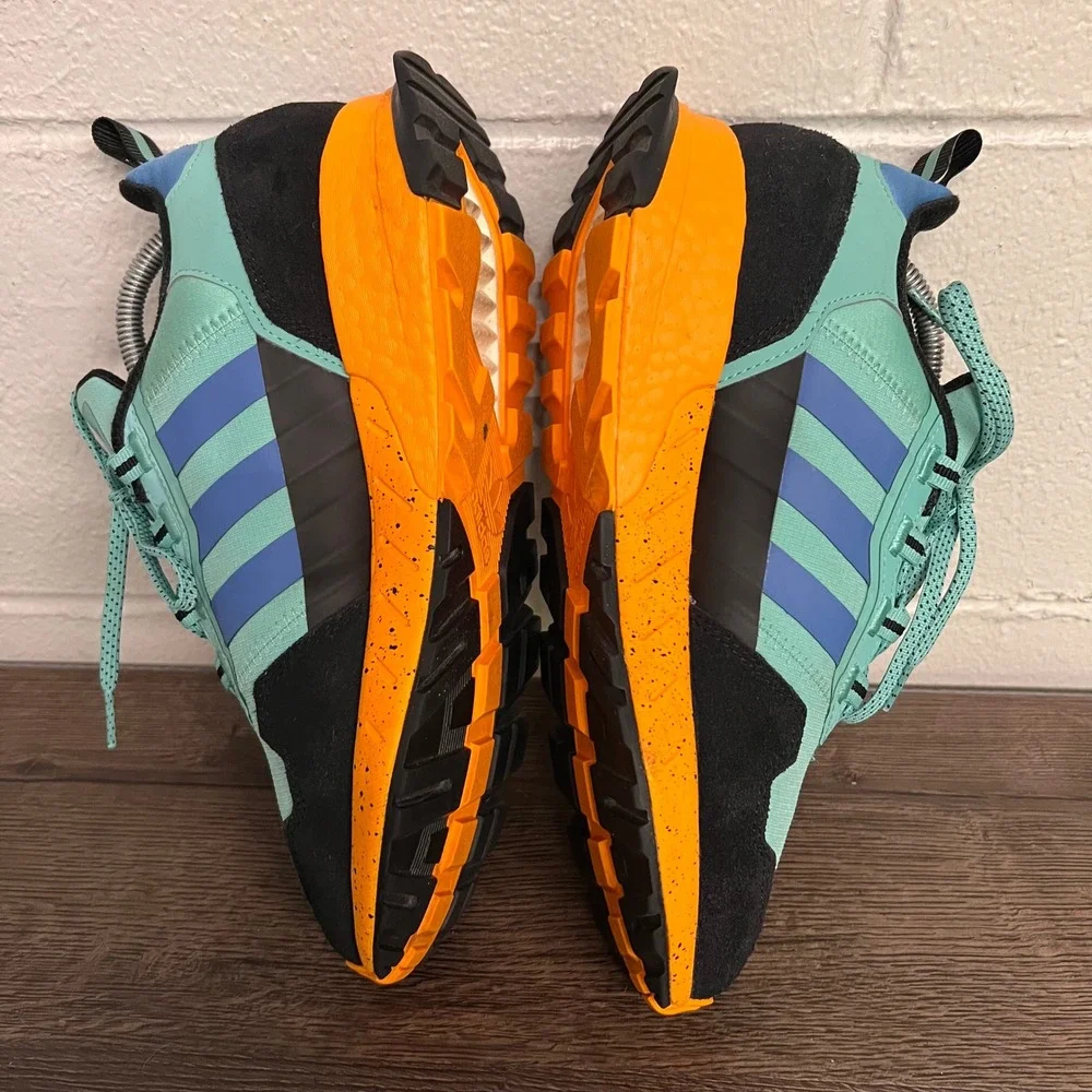Adidas ZX 1K Boost Hazy Teal Orange Black GX6568 Mens Size 8.5 Sneakers